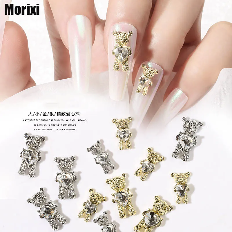

5pcs/lot nail art rhinestones metall alloy crystal diamond zircon cute design 3D manicure gold silver nail art jewelry RS002