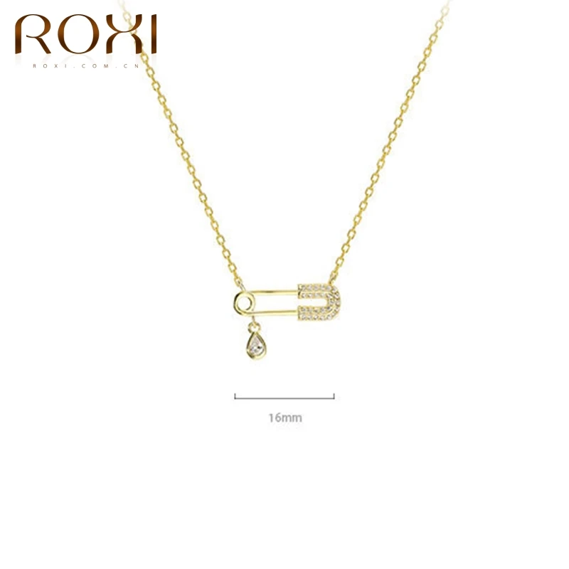 

ROXI Temperament Pin Pendant Necklace For Women 925 Silver Jewelry Female Choker Clavicle Chains Necklace Pendant Jewelry 2021