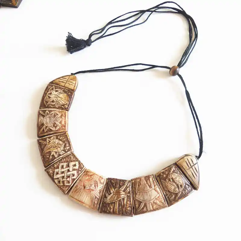 Кость тибетского яка счастливое восемь амулет чокер тибетский этнический