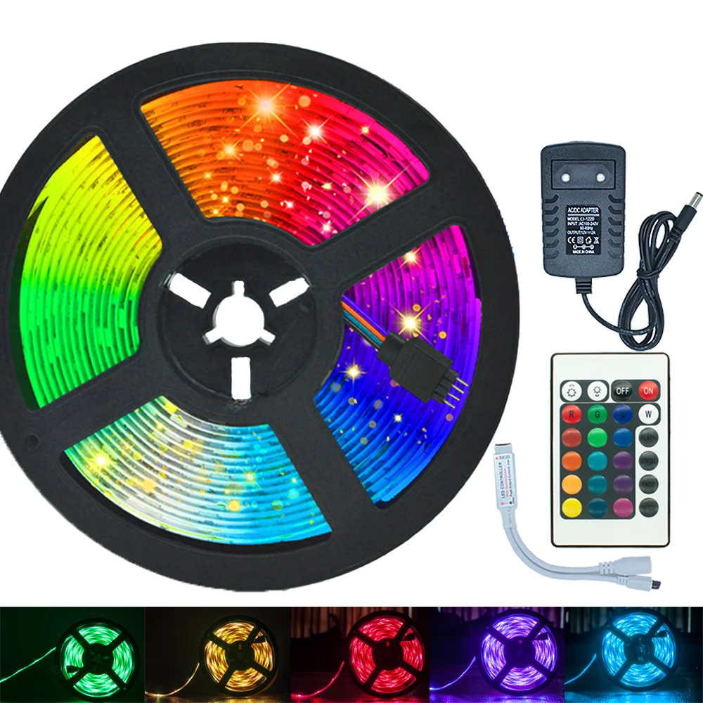 

Светодиодная лента Luces Led RGB 5050 Bluetooth не Водонепроницаемая меняющая цвет Гибкая лента Диодная 12 В 15 м Рождество