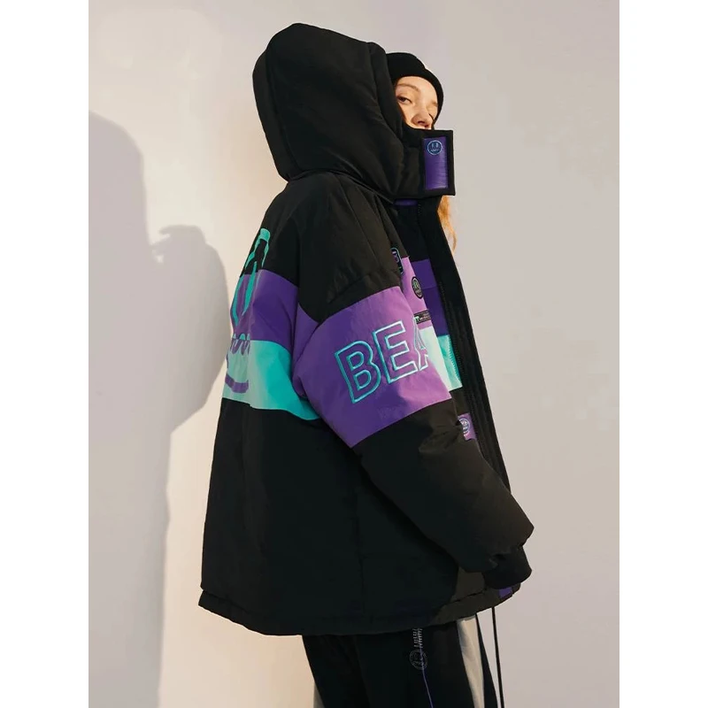 2021 Hip Hop Thick Jacket Parka Happy Graffiti Print Men Windbreaker StreetwearLittle Devil  Padded Jacket Coat Warm Outwear
