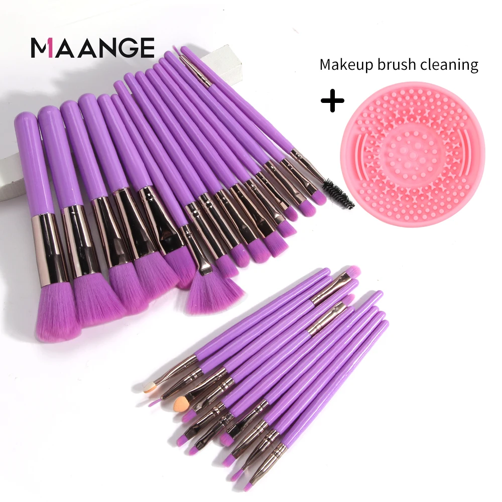 

10/15/20/25pcs Neon Makeup Brushes Set with Cleaner Pad Powder Foundation Blush Eyeshadow BrushColourful Cosmetic Tools