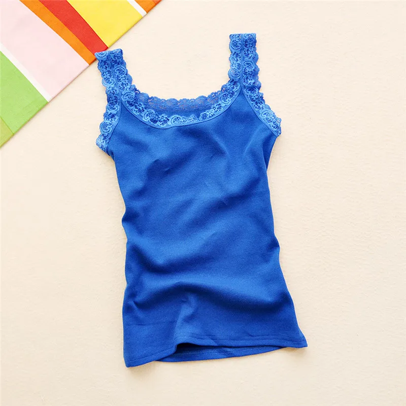 

Solid Color Tops Summer Sleeveless Women Tank Top With Lace Top Inside Wear Lace Camisoles Loose Underwear Womens Clothing Vest