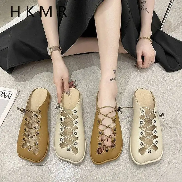 

Сандалии Baotou Женские повседневные, босоножки на плоской подошве, сетчатые, красные, лето-осень 2021