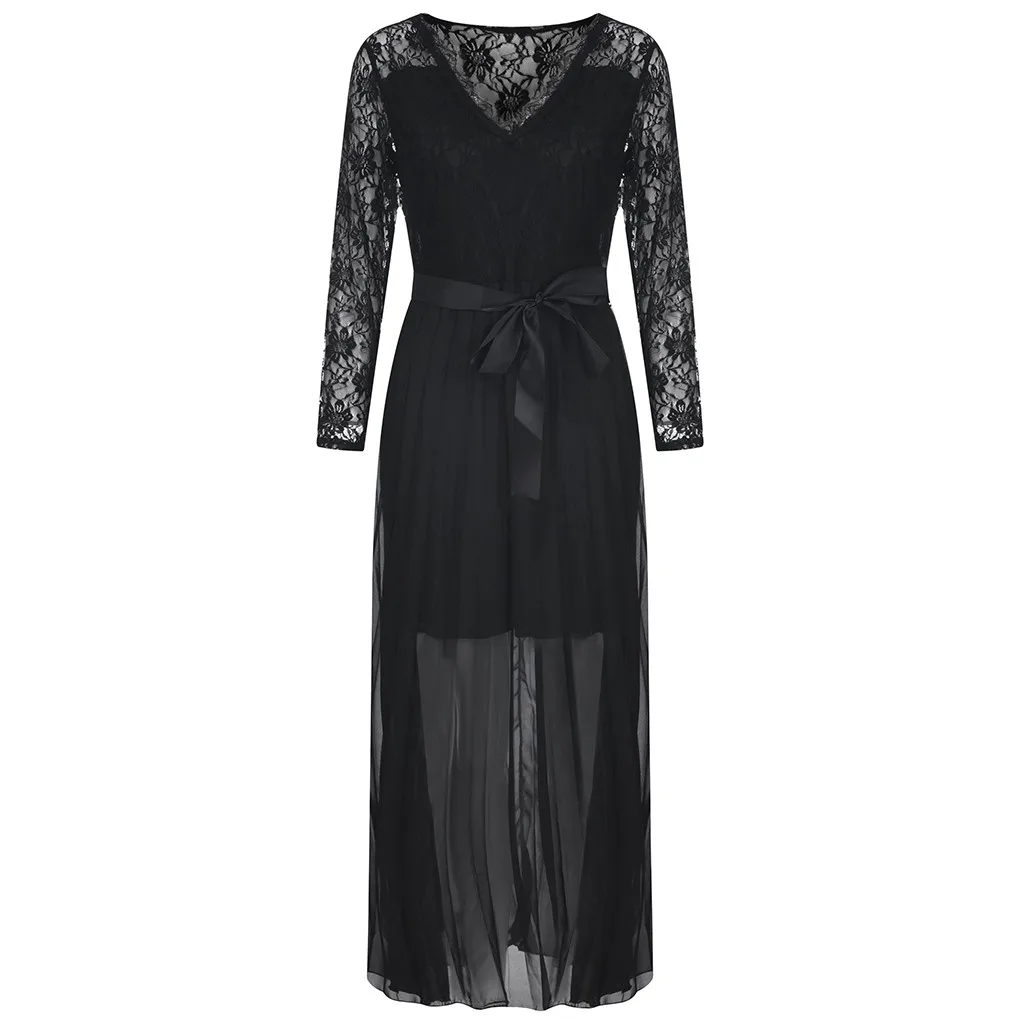 Новинка женское однотонное кружевное платье SAGACE с длинными рукавами элегантное
