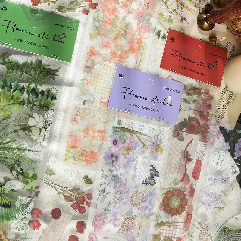 

8packs/LOT the realm of flowers and plants series stationery sticker Creative decoration DIY PET sticker