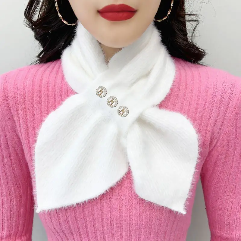 Корейский Толстый Искусственный норковый бархат вязаный бриллиантовый шейный