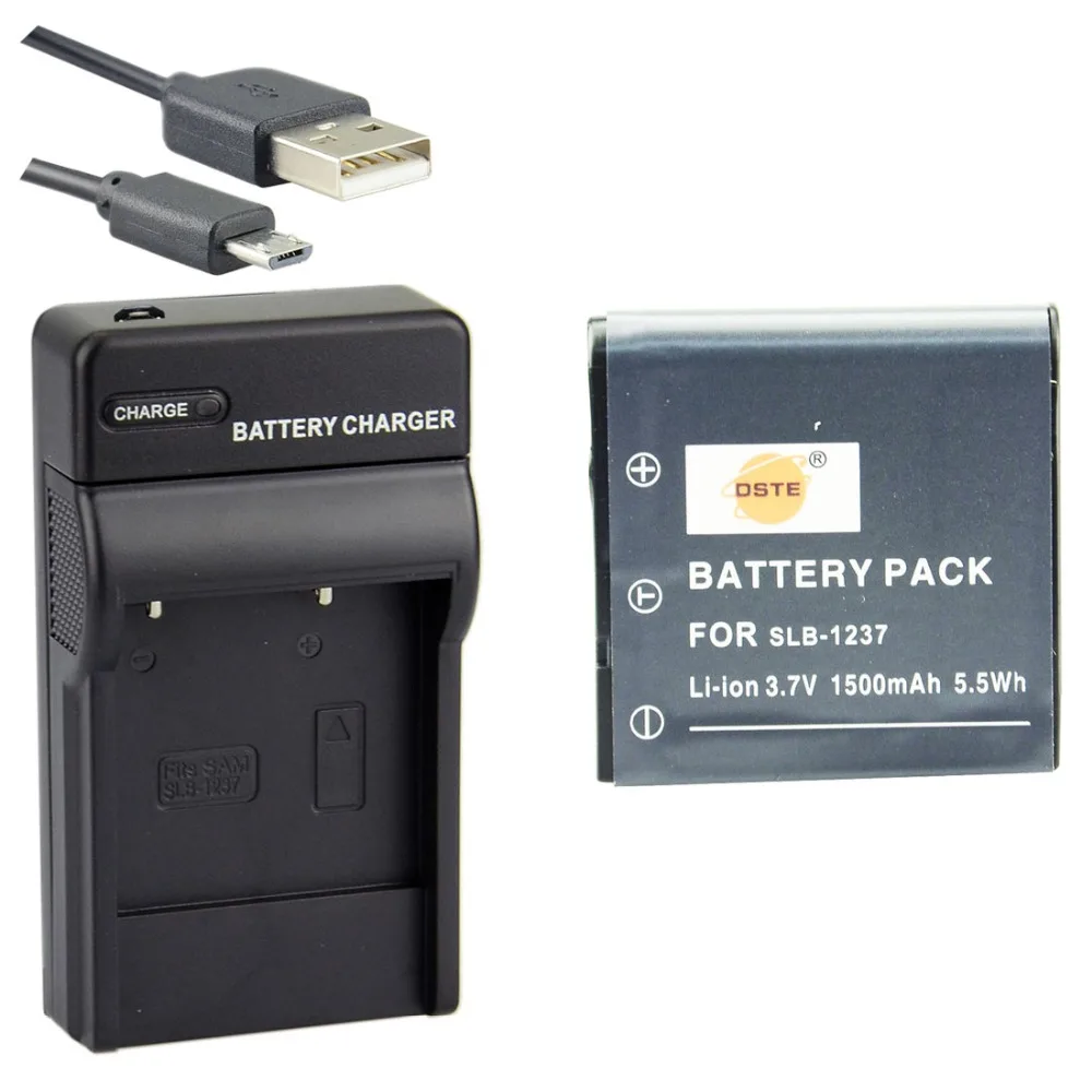 2 шт. 1500 мАч 3 7 в SLB-1237 1237 DSTE камера батарея двойное зарядное устройство для