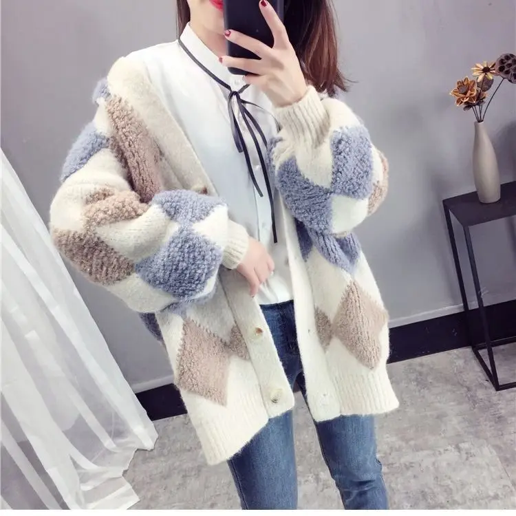 

Women Sweater Coat female High Quality Fashion Knitted Cardigan Jacket Long Sleeve Outwear ladies Casual Sweater Jacket H361