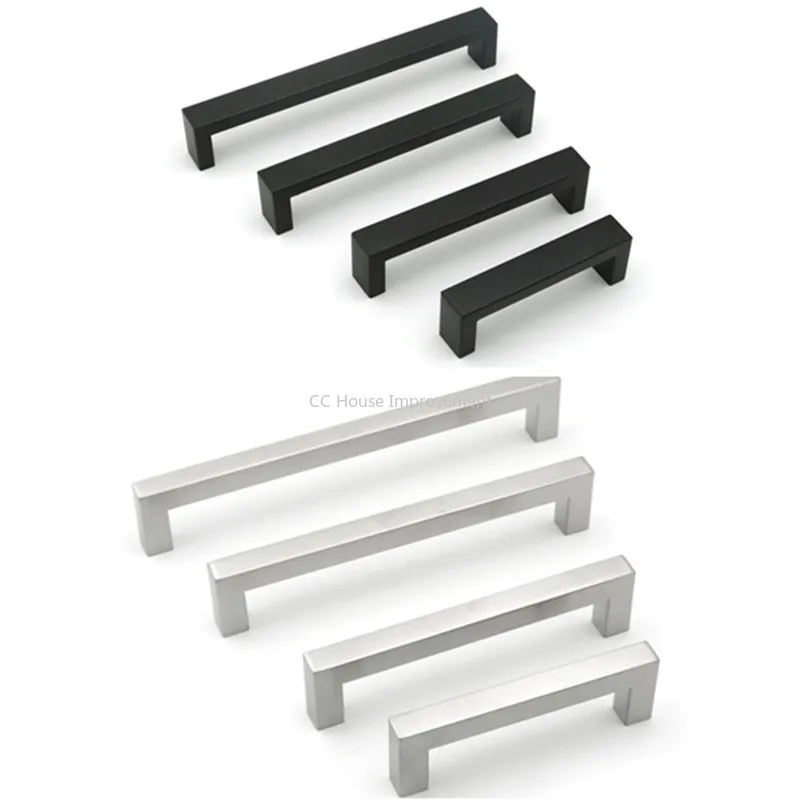 Черный/серебряные для шкафа дверной ручки квадратный мебельная фурнитура