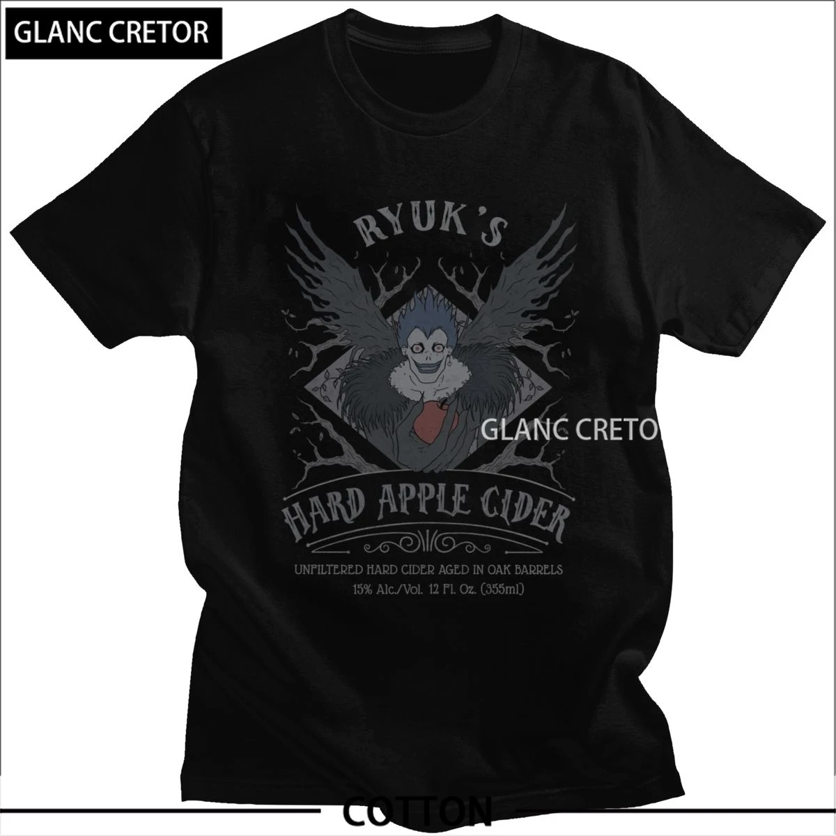 

Pre-shrunk Cotton Leisure T-shirt Short Sleeved Shinigami Ryuk Manga Tee Clothing Gift Vintage Anime Death Note T Shirt for Men