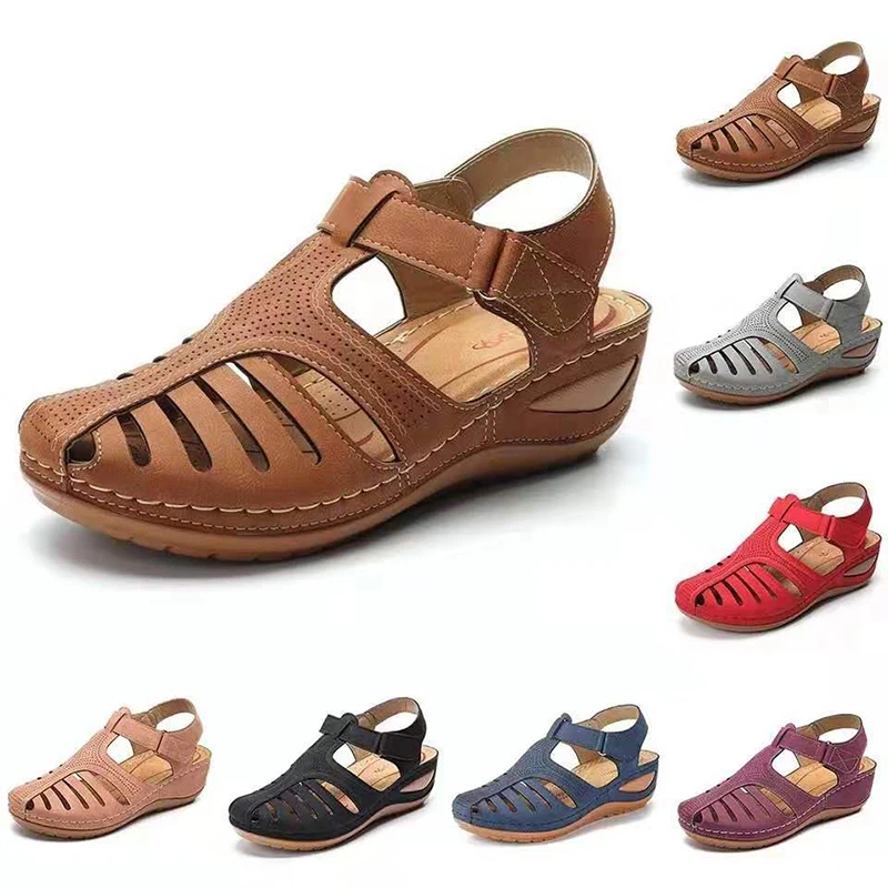 

2021 Woman Summer Vintage Wedge Sandals Buckle Casual Sewing Women Shoes Female Ladies Platform Retro Sandalias Plus Size