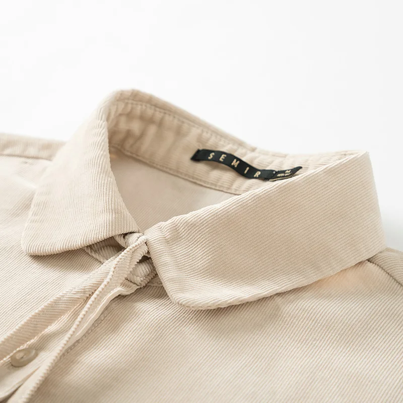 Женская Вельветовая рубашка SEMIR с длинными рукавами и лацканами в виде листьев