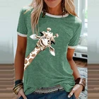 Женская футболка с изображением жирафа, Повседневная Милая футболка с круглым вырезом и коротким рукавом, Y2k, размера плюс, женская одежда, осень-зима