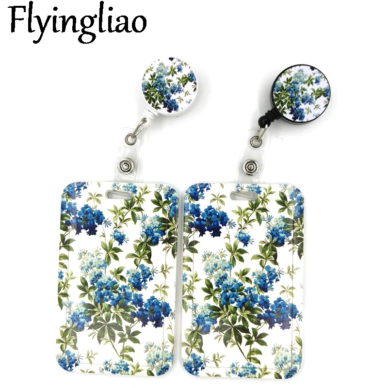 Синий зеленый Цветочный женский мужской деловой шнурок Чехол для карт Женский