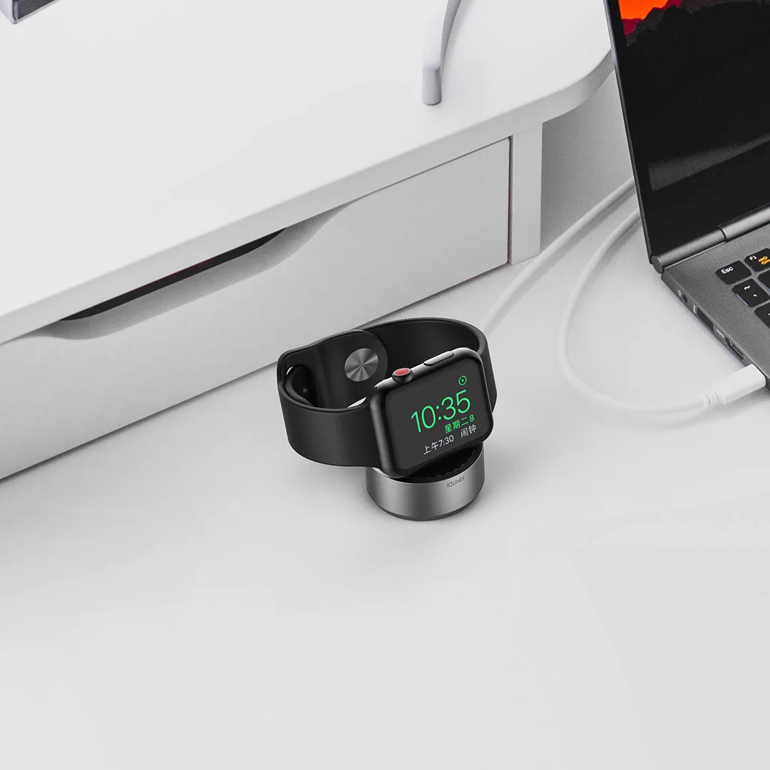 Xiaomi Mijia Youpin конфеты для Apple Watch Беспроводное зарядное устройство корпус из алюминиевого сплава вертикальное размещение нескользящий силикон