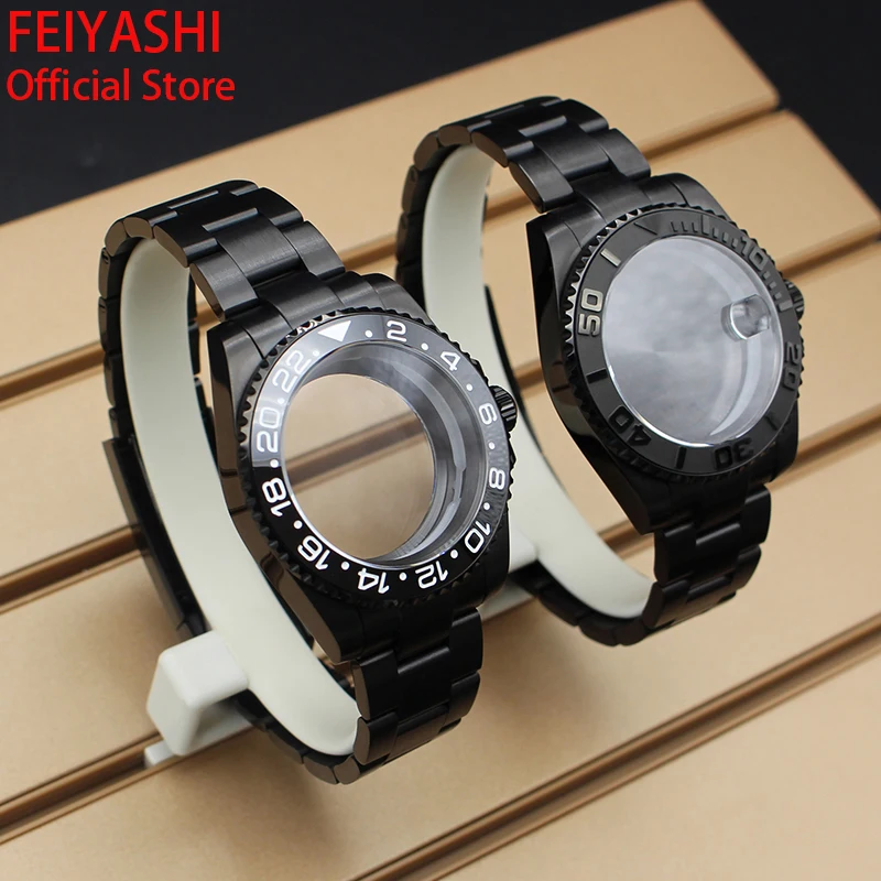40mm Black Submariner Case Men's Watches Bracelet Watchband Parts For seiko nh35 nh36 miyota 8215 eta 2824 Movement 28.5mm Dial