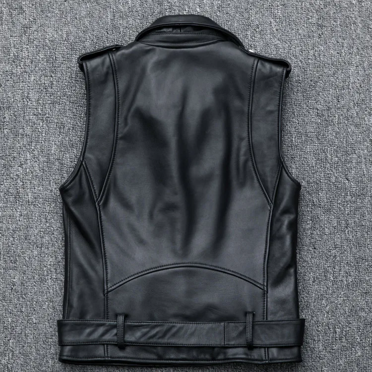 new 2021 fashion women's genuine real sheepskin leather female vest coat sleeveless turn-down collar couple femme jacket black