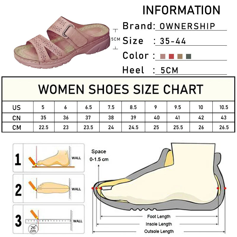 

2021 Women's Hook Loops Slippers Summer Woman Platform Wedges Ladies Comfort Plus Size Female Sewing Footwear Women Beach Shoes