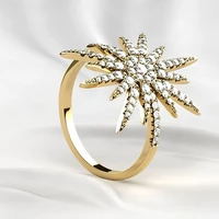 milangirl creative gold plated color flower coconut plam plants crystal zircon female ring for women party jewelry accessories