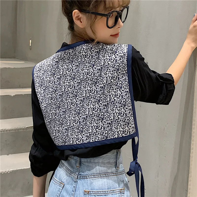 Linbaiway цветочный принт искусственная шаль большой лацкан рубашка съемные