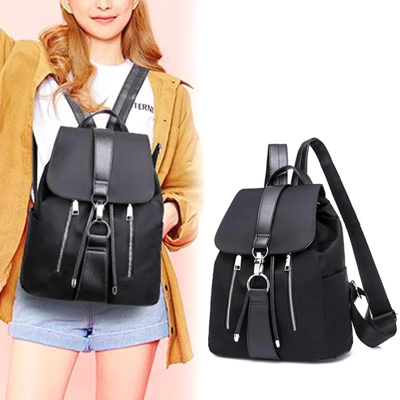 

Hot Selling Women Lady Backpack Drawstring Large Capacity Nylon For Travel School Books Keys