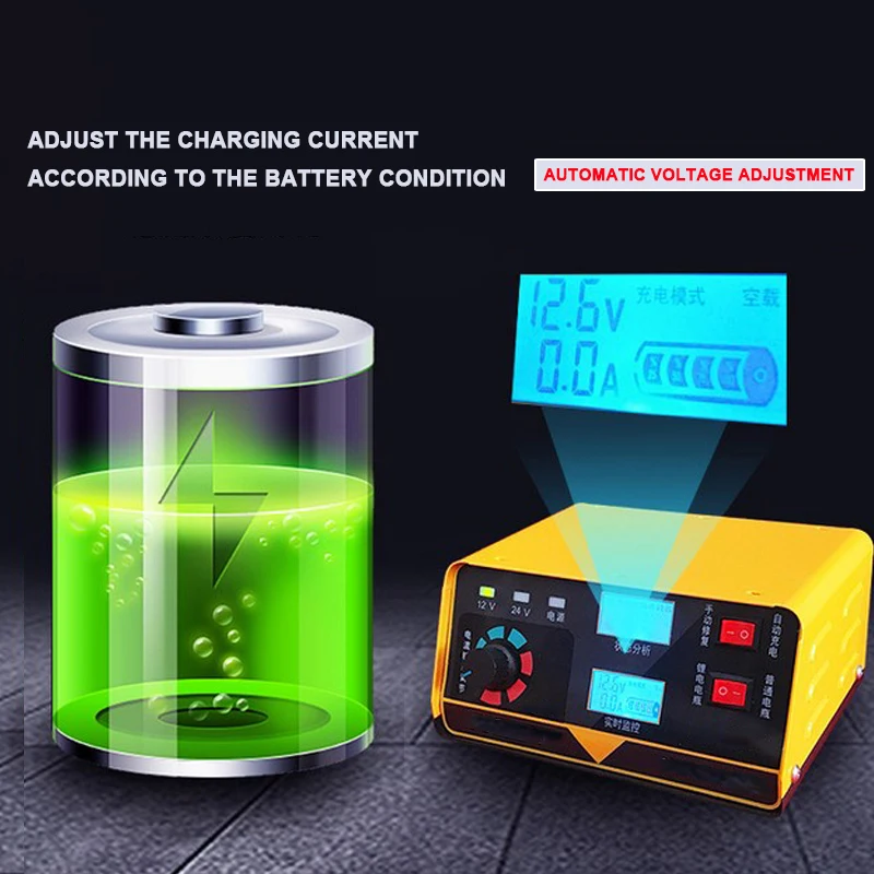 Автоматическое зарядное устройство для аккумулятора мотоцикла 240 Вт 12 В/24 В 6 400