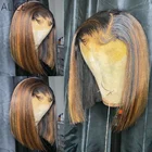 Алиса 150% плотность выделение кружева парик человеческие волосы искусственные бразильские не Реми предварительно выщипанные передние парики боб для женщин
