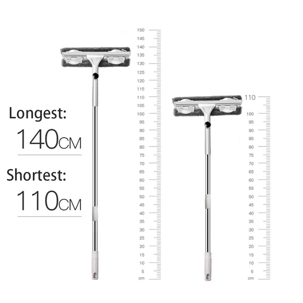 Скребок для мытья окон двухсторонний силиконовый скребок с длинной ручкой и
