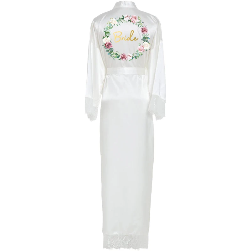 Satin Silk Long Robes House Robe for Women Bridesmaid Robes Robes for Girls Wedding Green Custom Long Sleepwear Gown