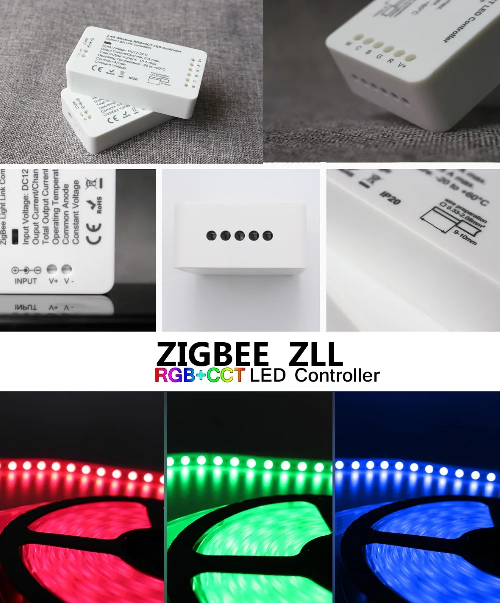 Светодиодный контроллер ZigBee Smart RGBW DC12-24V совместимый с Alexa Echos Plus управление