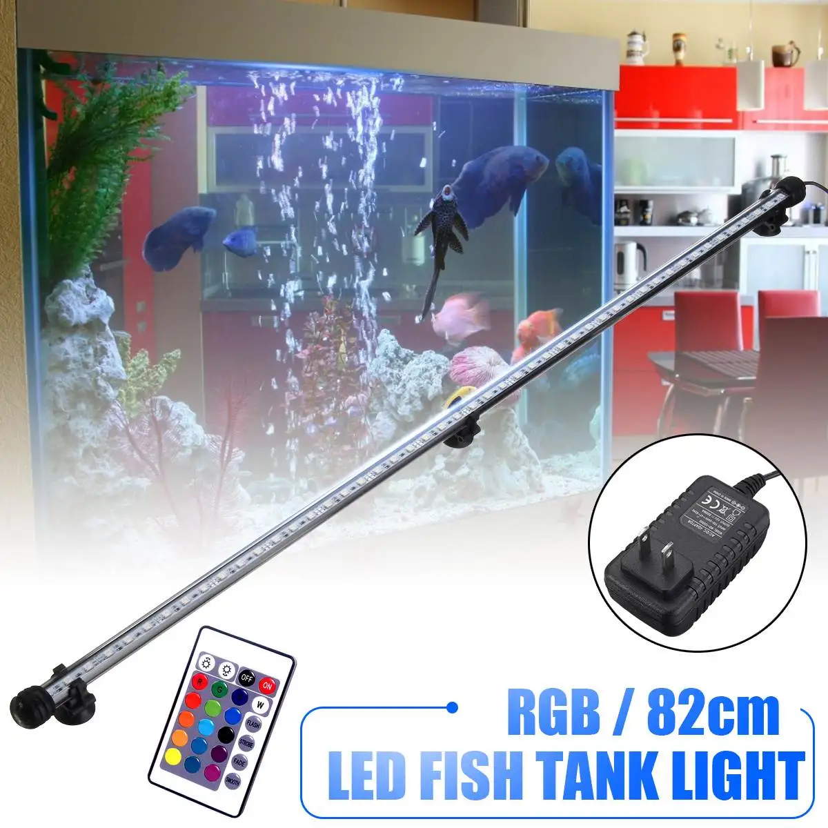 Водонепроницаемый светодиодный светильник для аквариума IP68 световая планка RGB 82