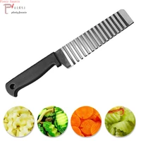 stainless steel potato french fry cutter serrated blade easy slicing banana fruits vegetable slicer wave knife chopper kitchen