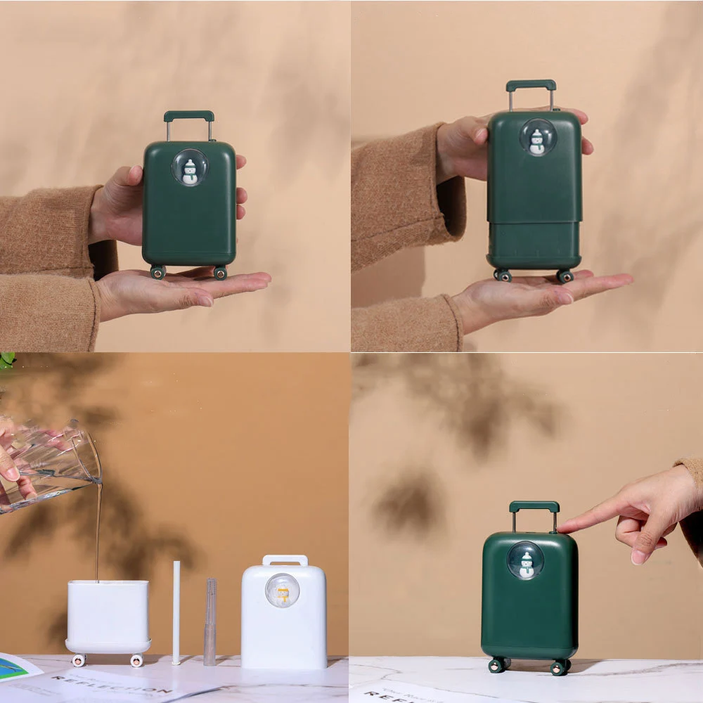 

Luggage Air Humidifier USB Aroma Diffuser 210ML Air Purifier Desktop Mist Maker Home Office Humidifcator With Night Light