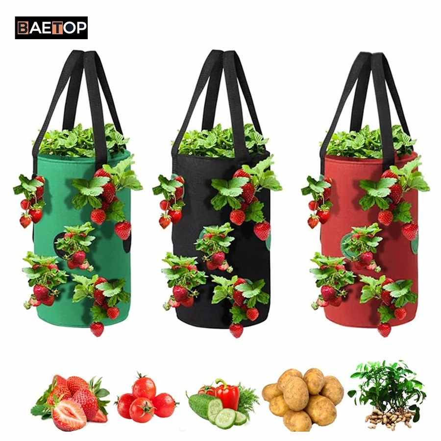 

3 Gallon Hanging Grow Bags for Strawberry Vegetables With 12 Planting Holes Home Indoor Wall Garden Planter for Carrot Tomato