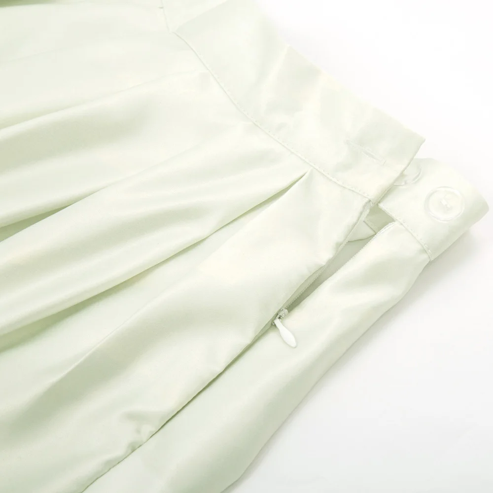 GK женское Плиссированное атласное платье с карманами высокой талией