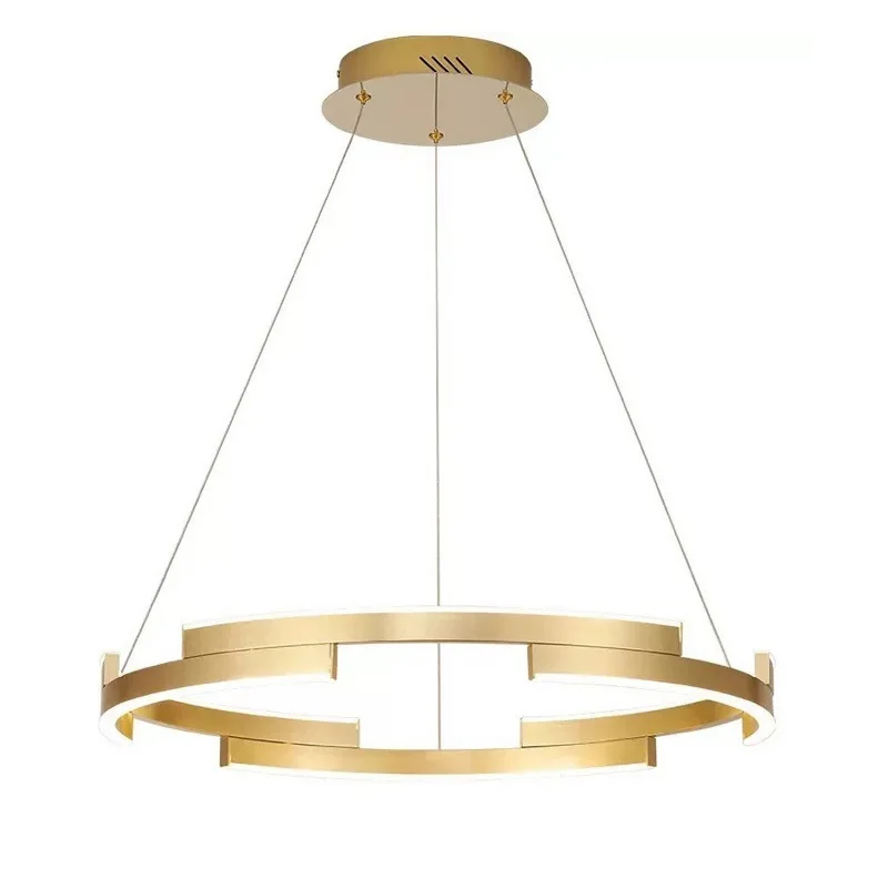 

Living room chandelier simple modern light luxury fashion household LED golden round bedroom nordic restaurant lamp