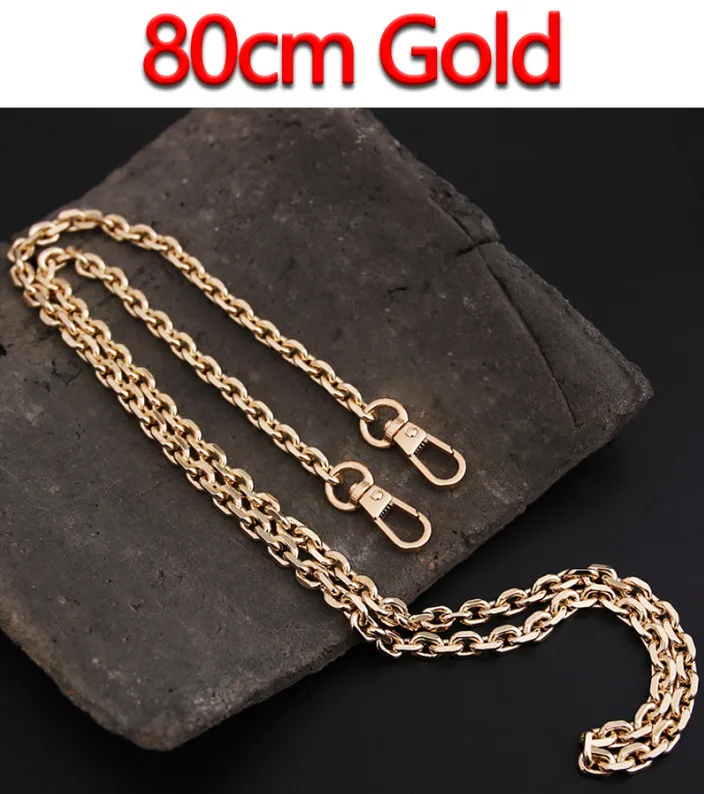 80cm Gold Светло 7 мм золото, пистолет черный, серебряный сменный кошелек цепь наплечный ремень через плечо для небольшой сумки, клатч Сумки DIY O цепи - Цвет: 80cm Gold