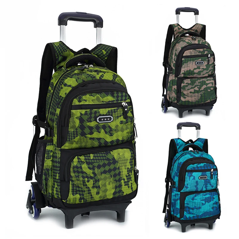 

Камуфляжный студенческий рюкзак на плечо, чемодан на колесиках для детей, Дорожная Спортивная школьная сумка