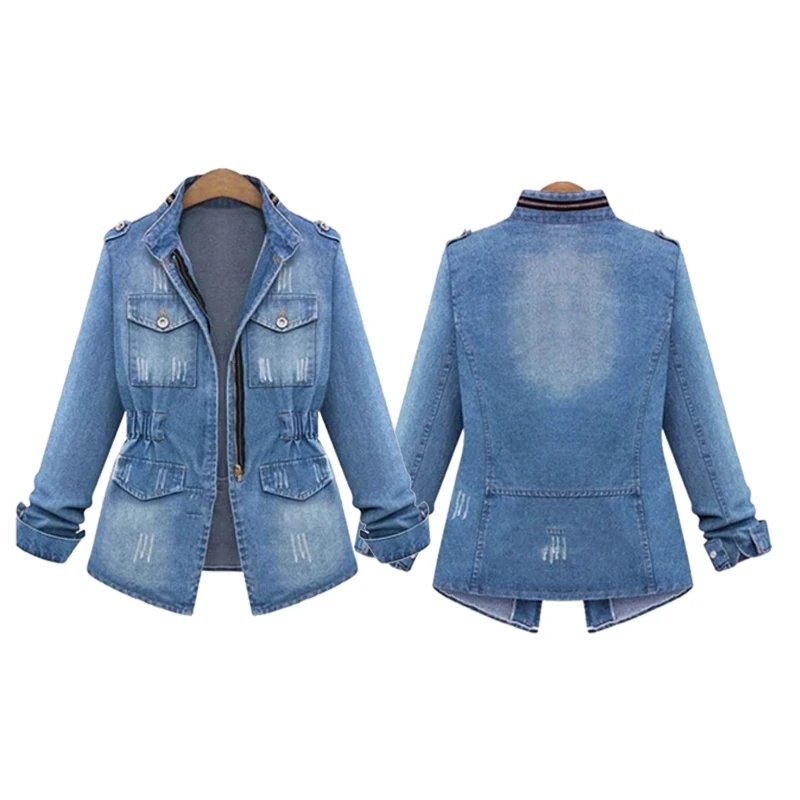 Женская джинсовая куртка простая Базовая новая облегающая стрейчевая пикантная