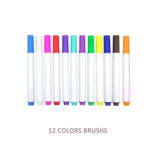 12 PEN Портативная доска для рисования, детские развивающие игрушки, раскраска, доска "сделай сам", доска для рисования с волшебной ручкой - Цвет: 12 PEN