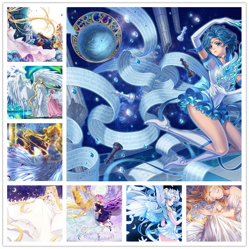 

Bandai DIY 5D алмазная живопись японское аниме Сейлор Мун Алмазная вышивка крестиком принцесса настенная мозаика домашний декор