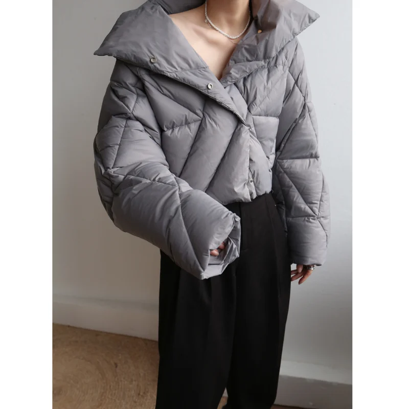 LUXUV New Winter Glossy Women 90% White Duck Down Coat Short Warm Loose Parkas Female Hooded Waterproof Puffer Jacket Belt