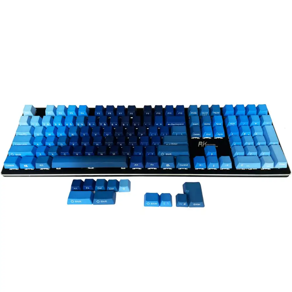Клавишные колпачки цвета синего океана с градиентом PBT 87 108 OEM профиль ANSI ISO