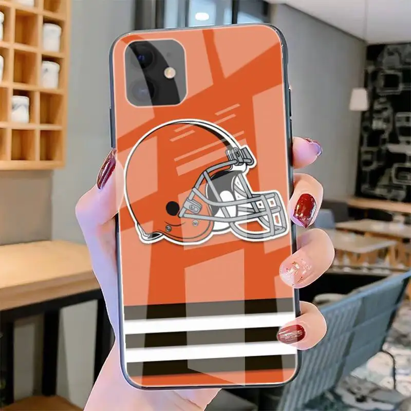 

C-Cleveland B-Browns Phone Case Tempered Glass For Iphone6plus 6S 7 7plus 8 X XS XSmax XR 11 12 Pro Max 12mini