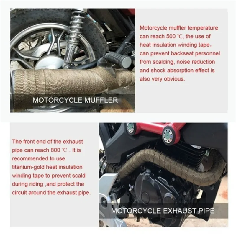 

5M Roll Motorcycle Exhaust Header Pipe Heat Wrap TapeThermal Protection Exhaust Pipe Insulation Tape Exhaust Pipe Insulat