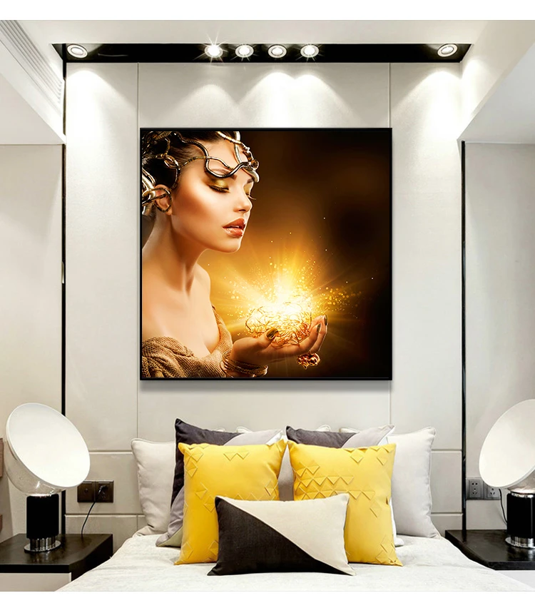 Современная Золотая женщина настенная печать холст картина в скандинавском