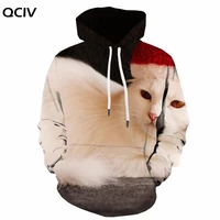 qciv brank christmas hoodie men cat sweatshirt printed animal hooded casual novel 3d printed unisex streetwear pullover pocket