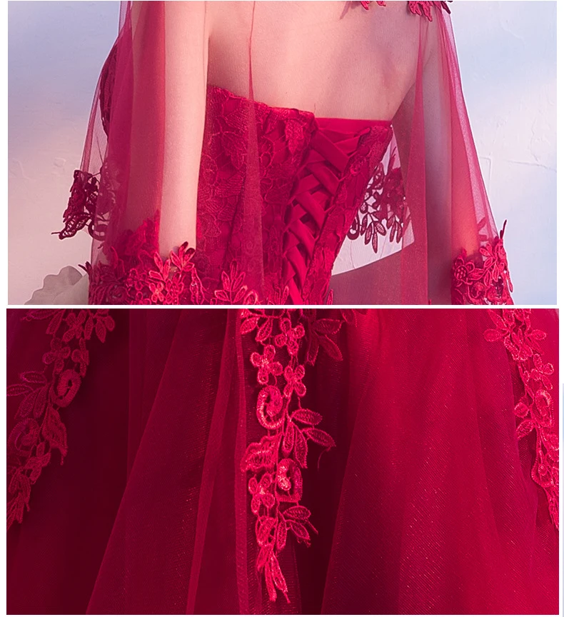 

Dark Red O-Neck Women Mini Party Dress Lace Luxury Elegant Banquet Short Oriental Slim Prom Vintage Gowns Vestido XS-3XL