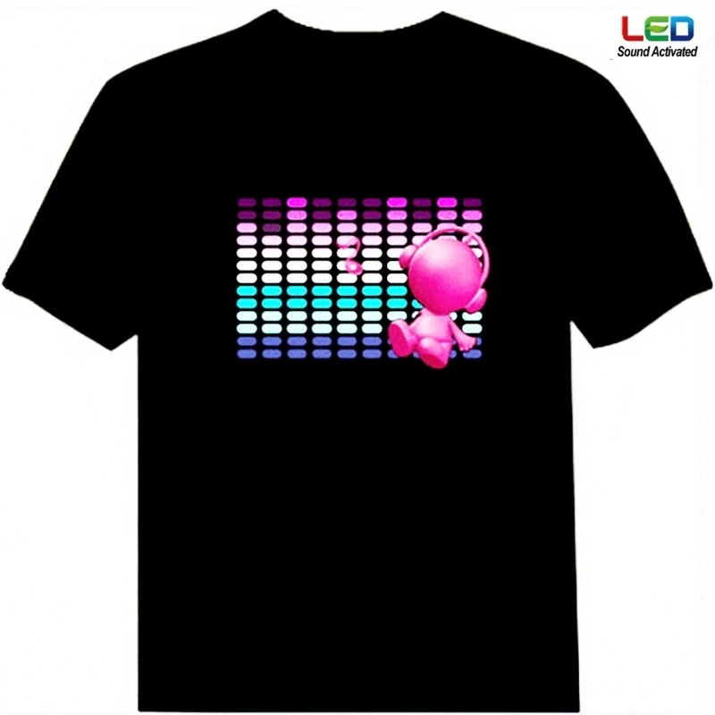 Мужская футболка Великолепная унисекс звуковая активация светодиодный